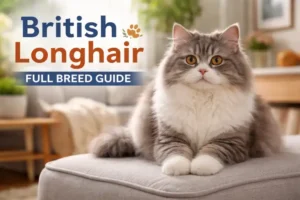 Alt text: British Longhair cat full breed guide showing appearance, coat, and body structure