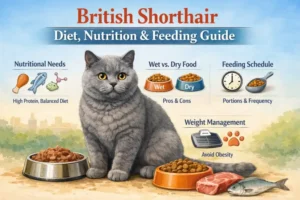 Alt text: British Shorthair cat diet and nutrition guide with balanced feeding advice