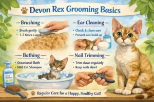 Devon Rex cat grooming basics including coat care, skin care, and hygiene