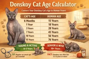 Donskoy cat age calculator chart converting cat years to human years