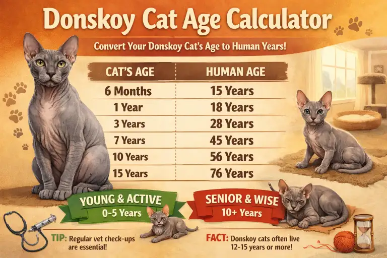 Donskoy Cat Age Calculator to Human Years With Simple Chart
