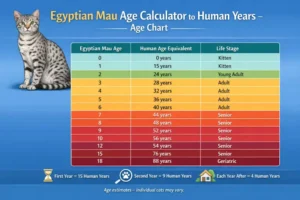 Egyptian Mau cat age calculator chart converting cat years to human years