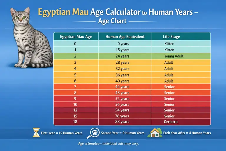 Egyptian Mau Cat Age Calculator to Human Years With Simple Chart