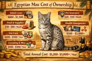Egyptian Mau cat cost of ownership including food, grooming, and veterinary expenses