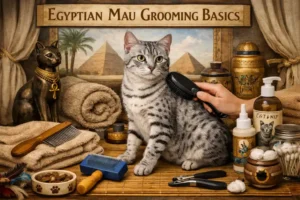 Egyptian Mau cat grooming basics including brushing, coat care, and hygiene