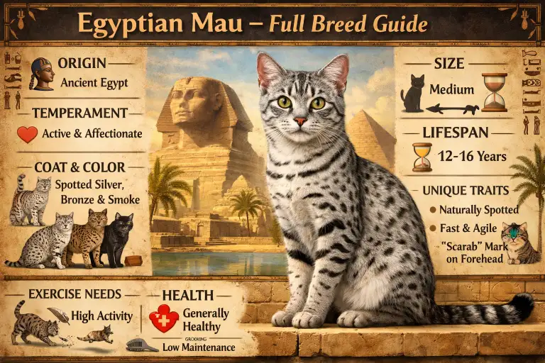 Egyptian Mau Cat Full Breed Guide Covering Care, Traits, and Lifespan