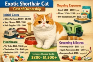 Exotic Shorthair cat cost of ownership including food, grooming, and veterinary expenses