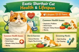 Exotic Shorthair cat health issues and lifespan overview with wellness focus