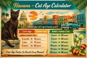 Havana cat age calculator chart converting cat years to human years