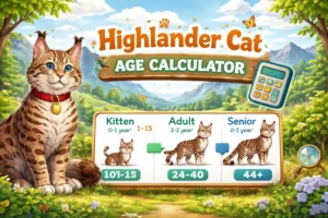 Highlander cat age calculator chart converting cat years to human years