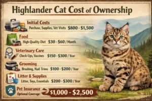 Highlander cat cost of ownership including food, grooming, and veterinary expenses
