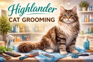 Highlander cat grooming basics including brushing, coat care, and hygiene