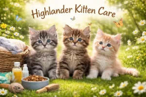 Highlander kitten care guide showing early growth, feeding, and care needs