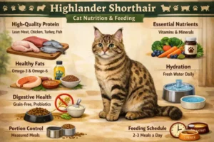 Highlander Shorthair cat diet and nutrition guide with healthy feeding recommendations