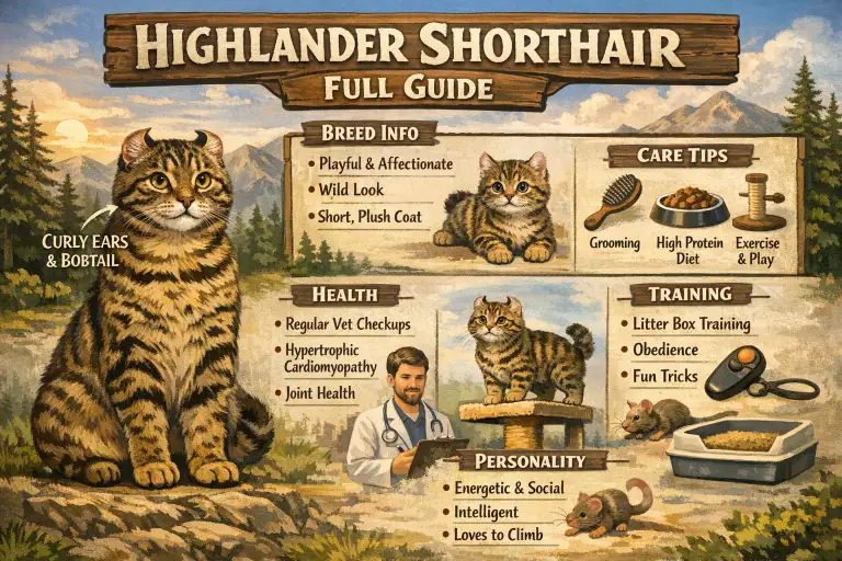 Highlander Shorthair Cat Full Breed Guide Covering Care and Traits