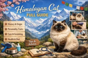 Himalayan cat full breed guide showing long coat, color-point pattern, and flat face