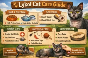 Lykoi cat care guide covering daily care, grooming, and indoor living needs