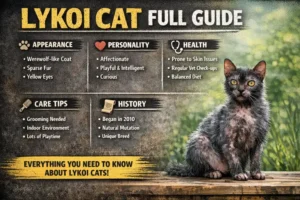 Lykoi cat care guide covering daily care, grooming, and indoor living needs