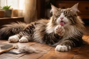 Maine Coon Polydactyl cat grooming basics including brushing, coat care, and hygiene