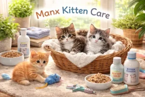 Manx kitten care guide showing early growth, feeding, and care needs