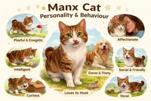 Manx cat personality and behavior traits shown in a calm home environment