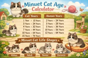 Minuet cat age calculator chart converting cat years to human years
