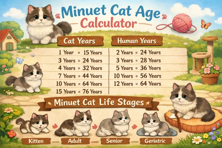 Minuet Cat Age Calculator to Human Years With Simple Chart