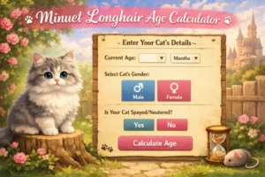 Minuet Longhair cat age calculator chart converting cat years to human years