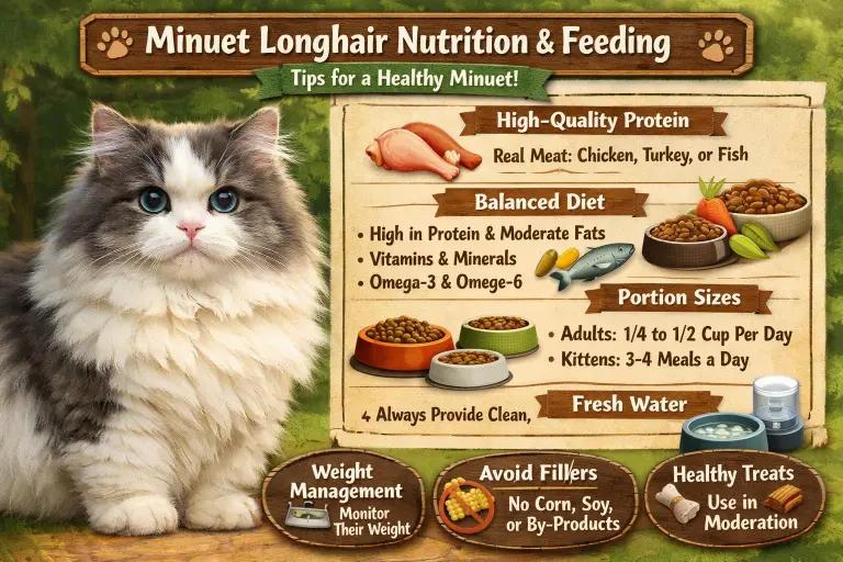 Minuet Longhair Cat Diet, Nutrition and Feeding Guide