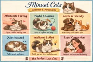 Minuet cat personality and behavior traits shown in a friendly home environment