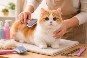 Munchkin cat grooming basics including brushing, coat care, and hygiene