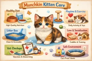 Munchkin kitten care guide showing early growth, feeding, and care needs