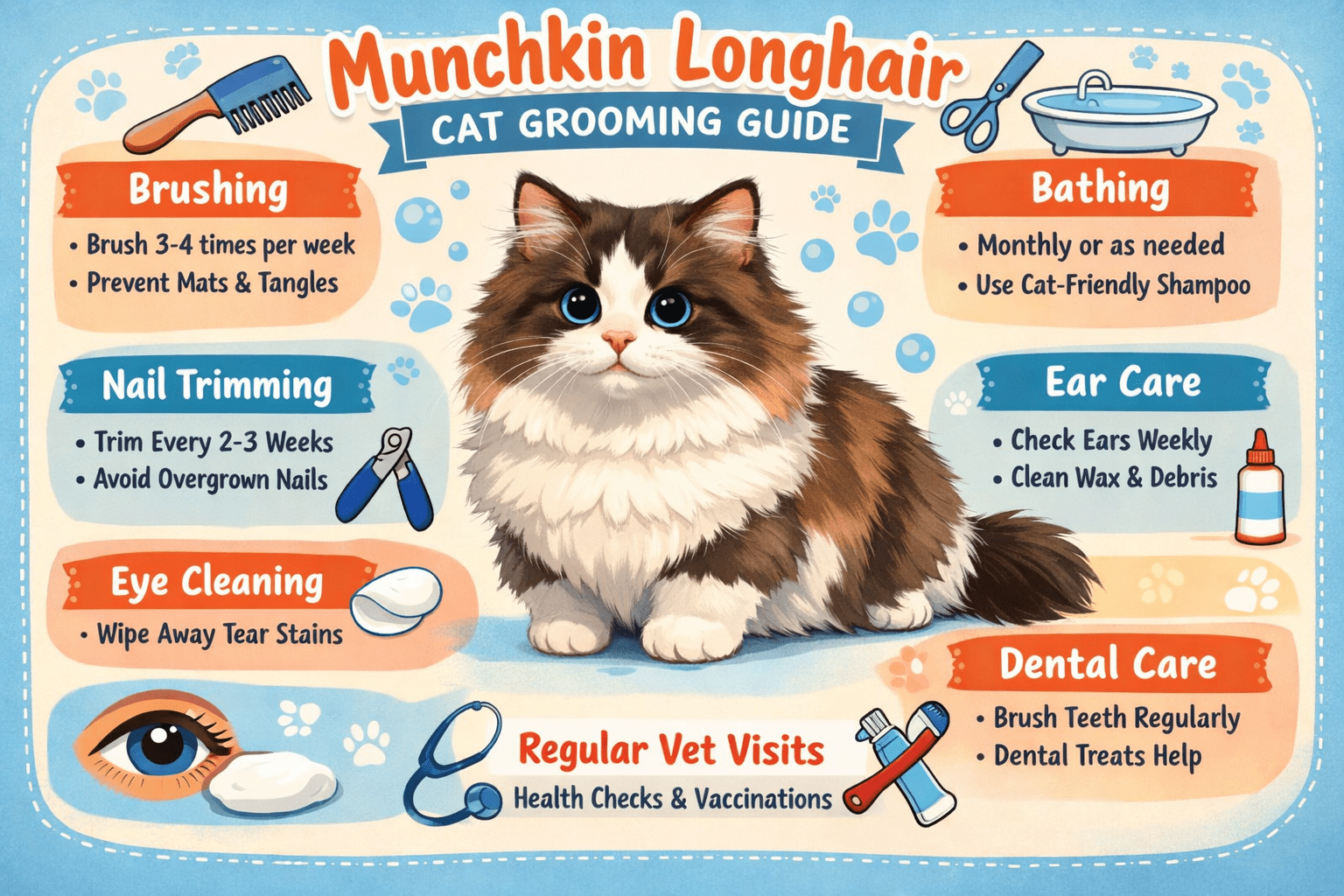 Munchkin Longhair Cat Grooming Basics for Coat Care