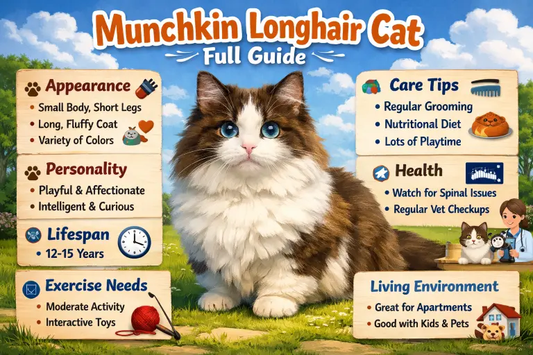 Munchkin Longhair Cat Full Breed Guide Covering Care and Traits