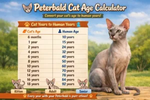 Peterbald cat age calculator chart converting cat years to human years