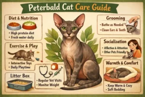 Peterbald cat care guide covering skin care, grooming, and indoor living needs
