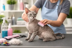Peterbald cat grooming basics including skin cleaning, bathing, and hygiene