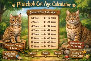 Pixiebob cat age calculator chart converting cat years to human years