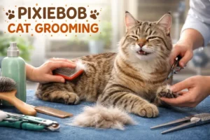Pixiebob cat grooming basics including brushing, coat care, and hygiene