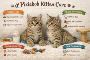 Pixiebob kitten care guide showing early growth, feeding, and care needs