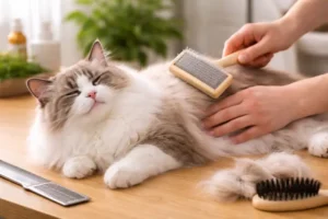 Ragdoll cat grooming basics including brushing, coat care, and hygiene