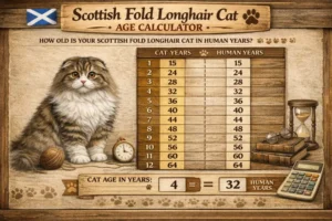 Scottish Fold Longhair cat age calculator chart converting cat years to human years