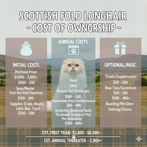 Scottish Fold Longhair Cat Cost of Ownership and Expenses
