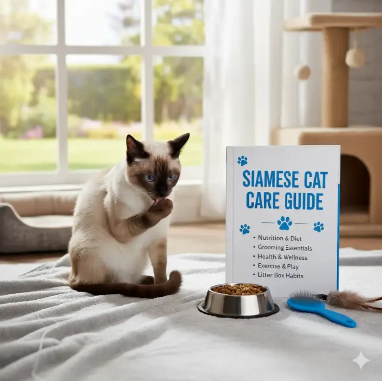 Siamese cat care guide covering daily care, grooming, and activity needs