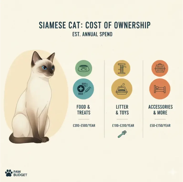 Siamese cat cost of ownership including food, grooming, and veterinary expenses