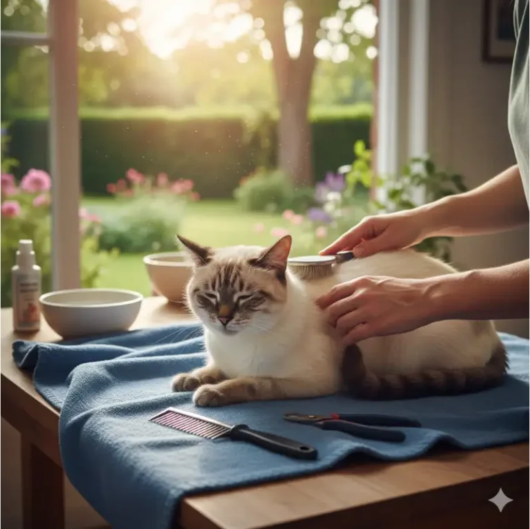 Siamese cat grooming basics including coat care, brushing, and hygiene