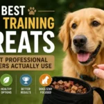 Golden Retriever being rewarded with a dog training treat during a professional training session